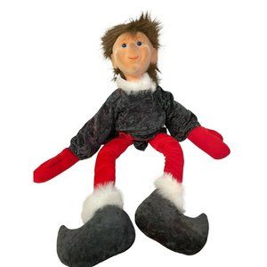 Emporium Christmas Harlequin Perkies Large‎ Elf Plush Flocked Face 28"